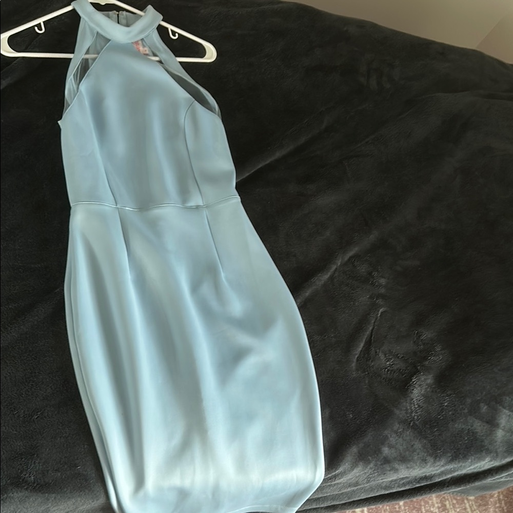 Elegant Blue Halter Dress